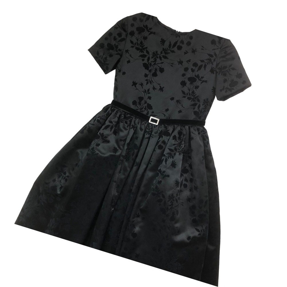 Y2K Zoe Black Velvet Burnout Fit Flare Dress Girls 7 Holiday Event Rhinestone